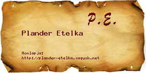 Plander Etelka névjegykártya